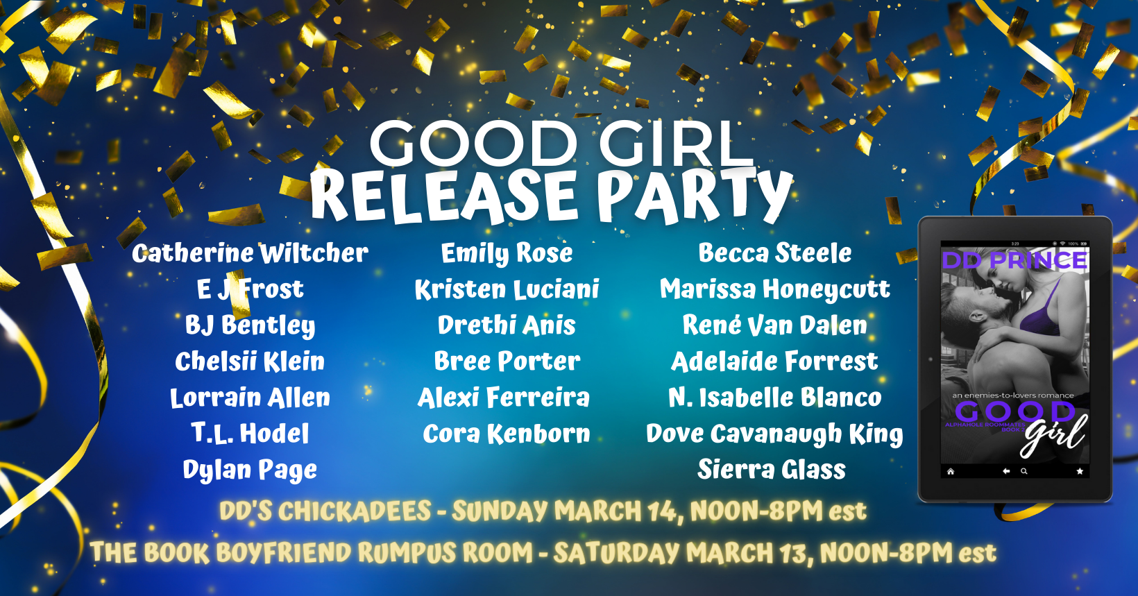 Good Girl enemies to lovers book release party 